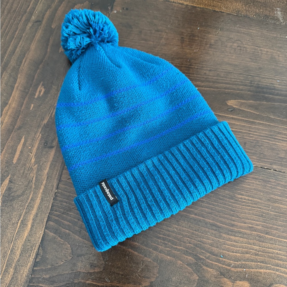Patagonia Knit Pom Beanie Blue Winter Hat One Size Unisex Ski Snowboard